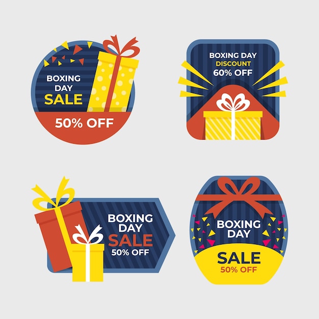 Flat design boxing day sale badge collection