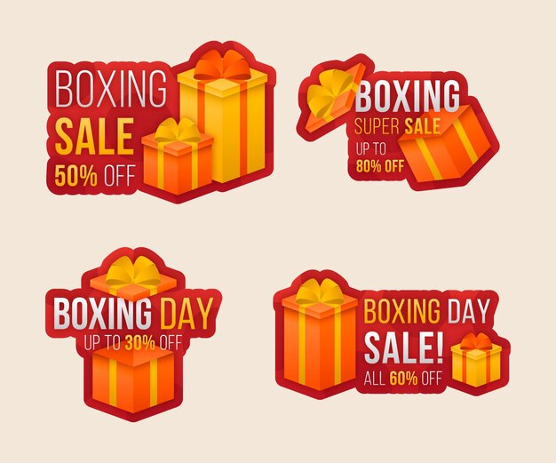 Flat design boxing day sale badge collection