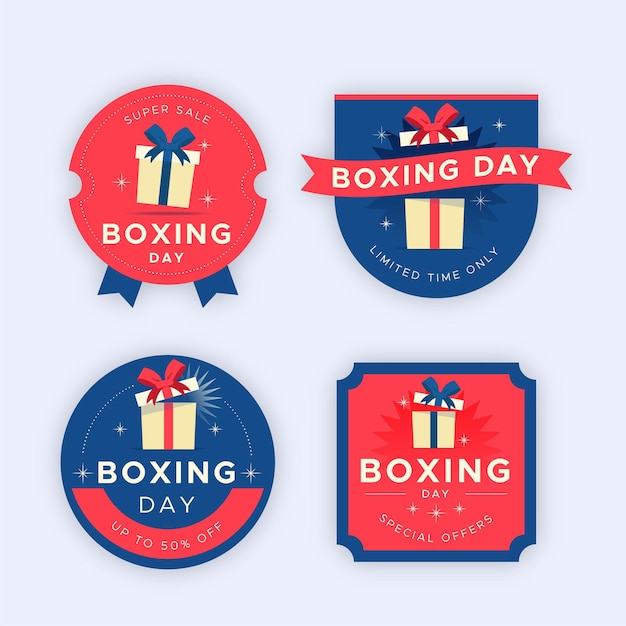 Vettore gratuito collezione di badge vendita boxing day design piatto