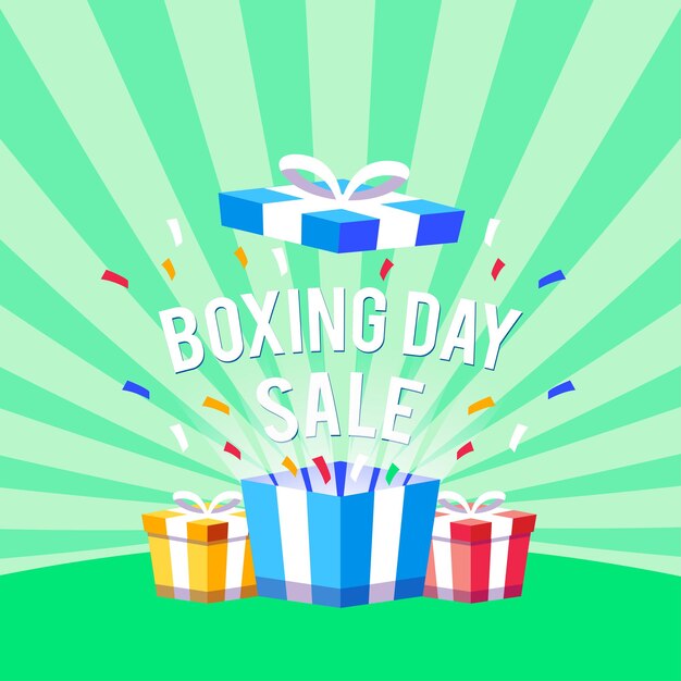 Flat design boxing day sale banner background