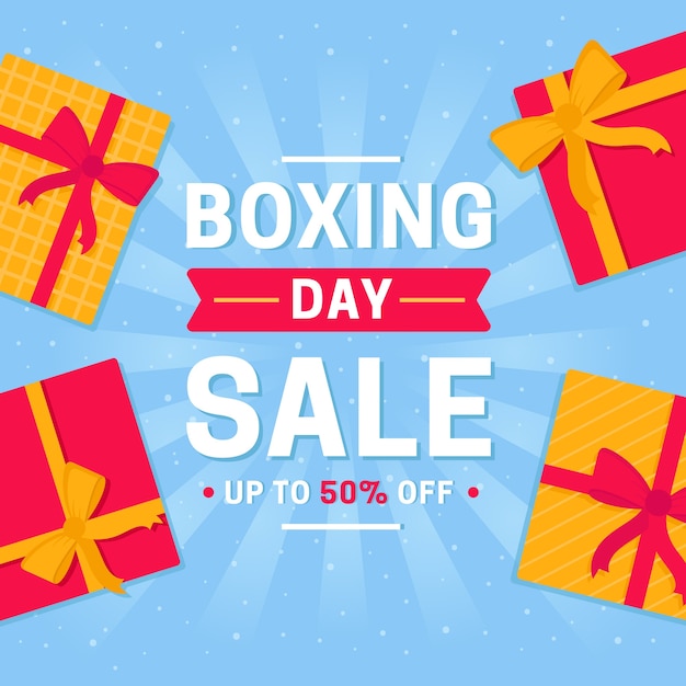 Flat design boxing day sale banner