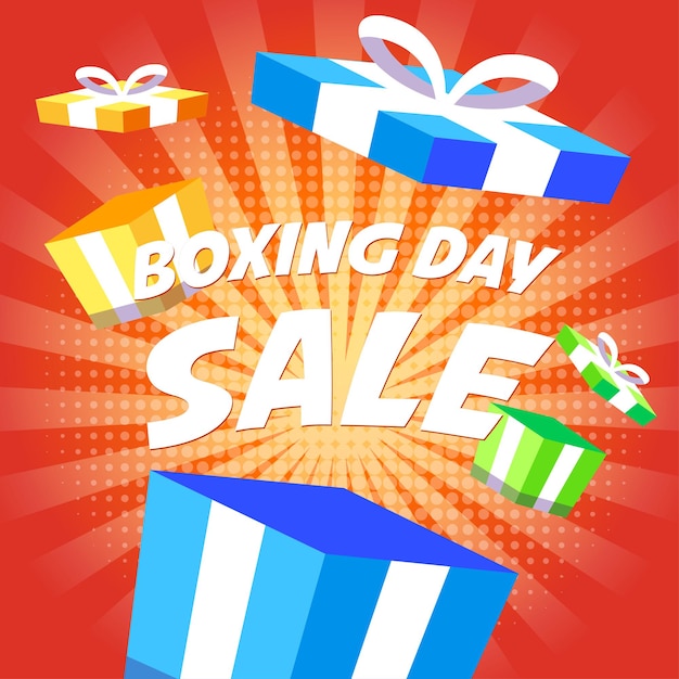 Flat design boxing day sale banner