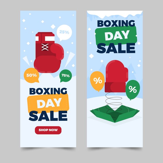 Flat design boxing day sale banners template