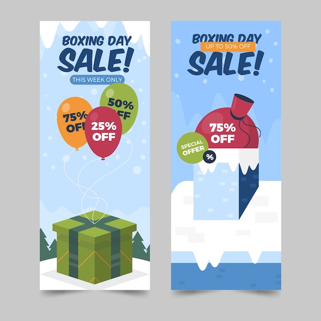 Flat design boxing day sale banners template