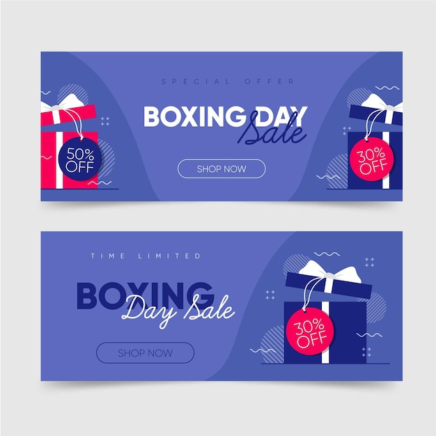 Free vector flat design boxing day sale banners template