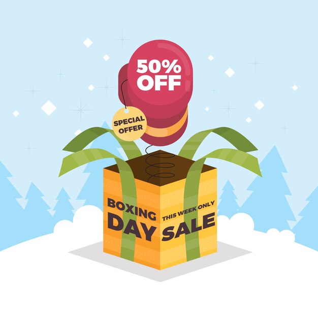 Flat design boxing day sale concept