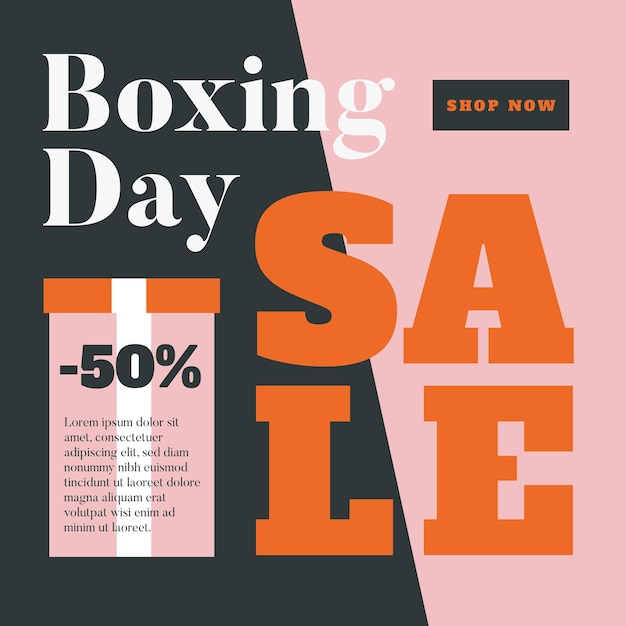 Free vector flat design boxing day sale promo