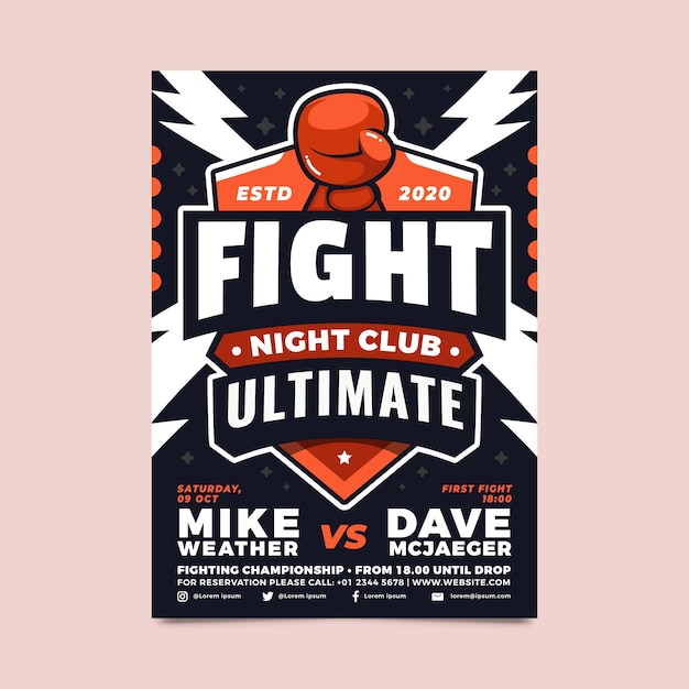 Flat design boxing flyer design