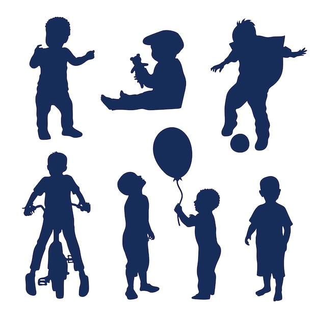 children playing silhouette clip art