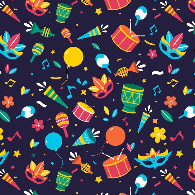 Free vector flat design brazilian carnival colorful pattern