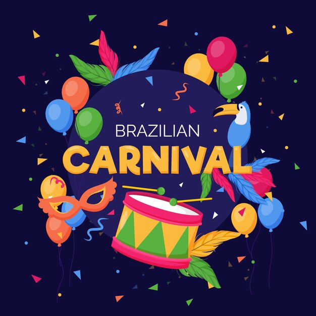 Плоский дизайн концепции бразильского карнавала