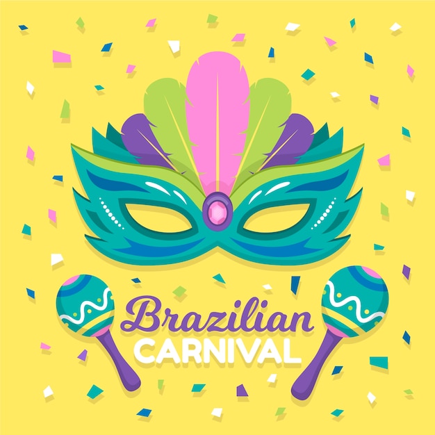 Vettore gratuito concetto di carnevale brasiliano design piatto