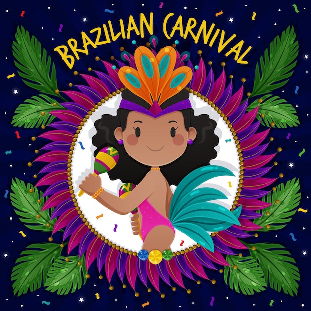 Free vector flat design brazilian carnival concept