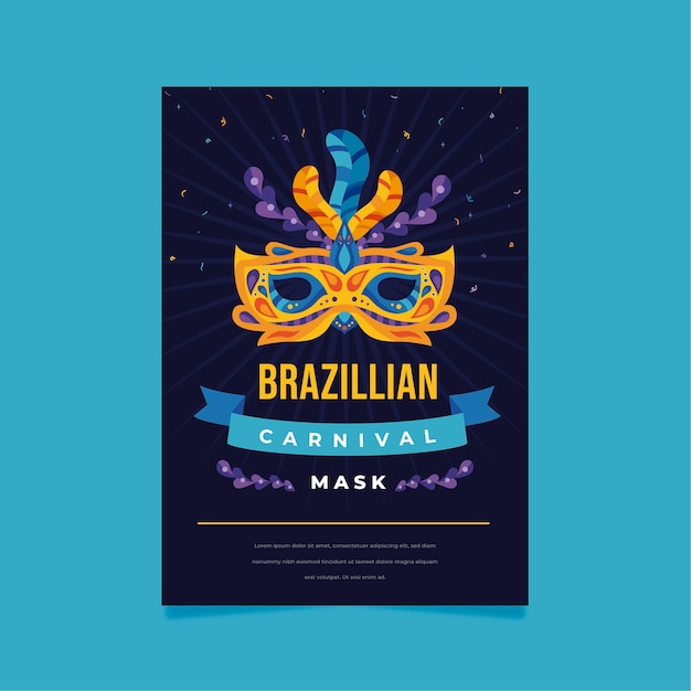 Flat design brazilian carnival flyer