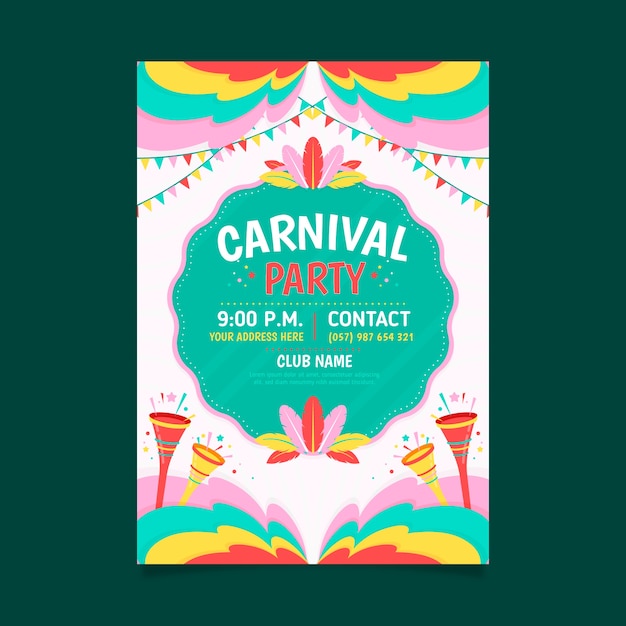 Free vector flat design brazilian carnival flyer