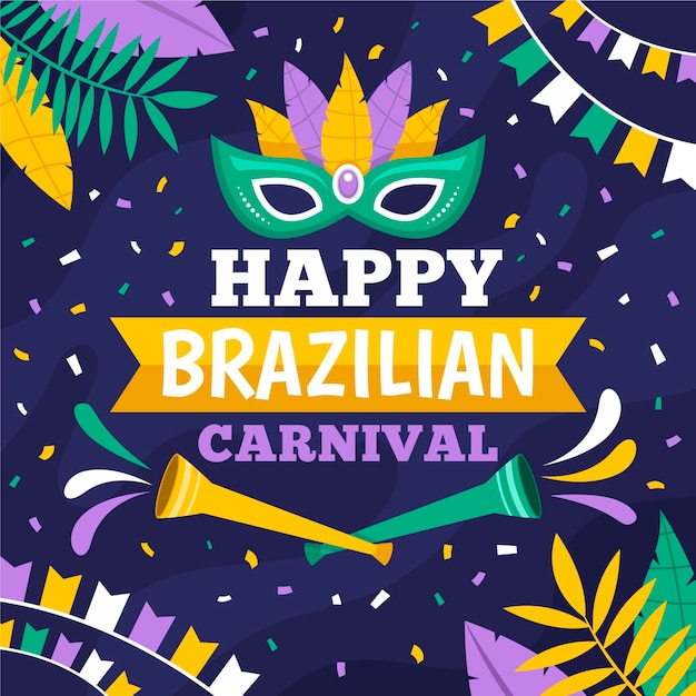 フラットなデザインのブラジルのカーニバルマスク