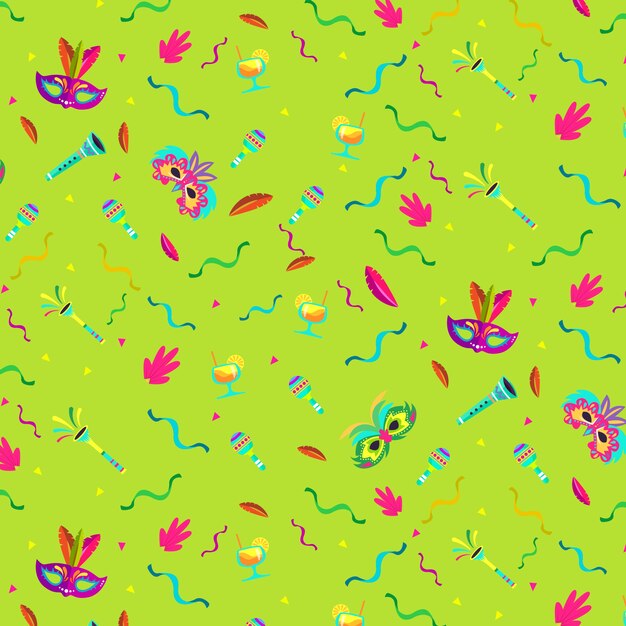 Flat design brazilian carnival pattern festive theme