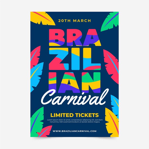 Flat design brazilian carnival poster template