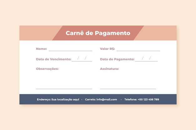 Modello di libro di pagamento brasiliano design piatto