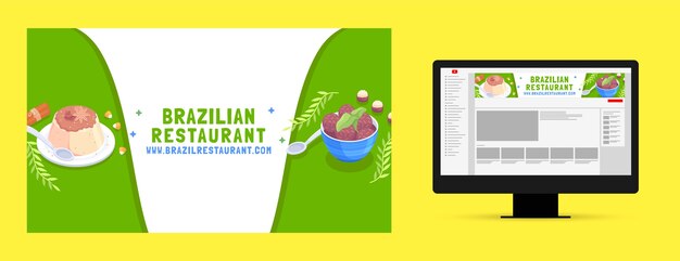 Free vector flat design brazilian restaurant youtube channel art