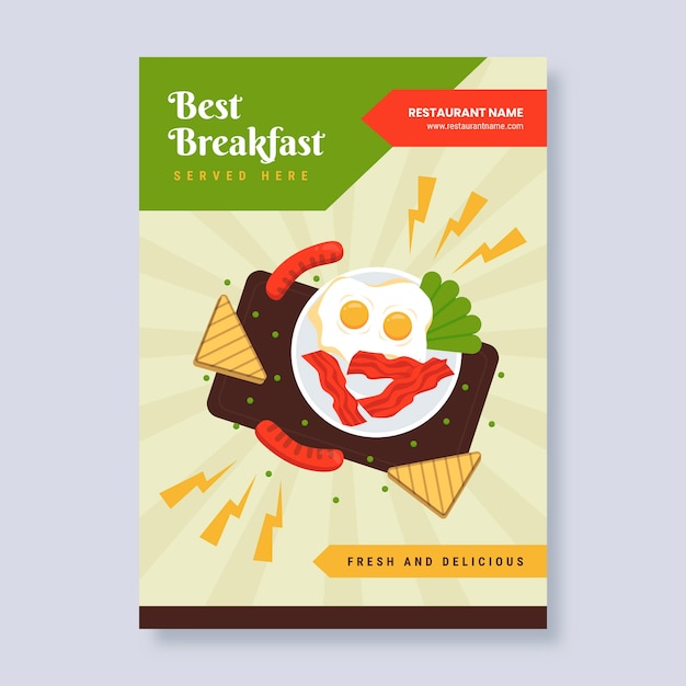 Vettore gratuito design piatto per colazione e brunch poster design