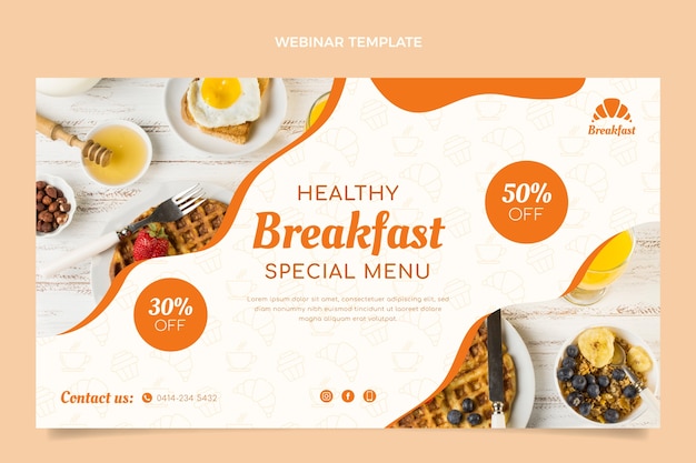 Free vector flat design breakfast menu webinar