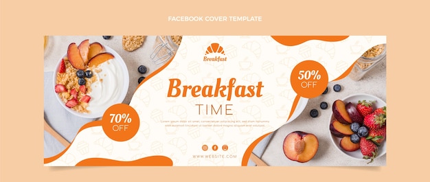 Free vector flat design breakfast time facebook cover