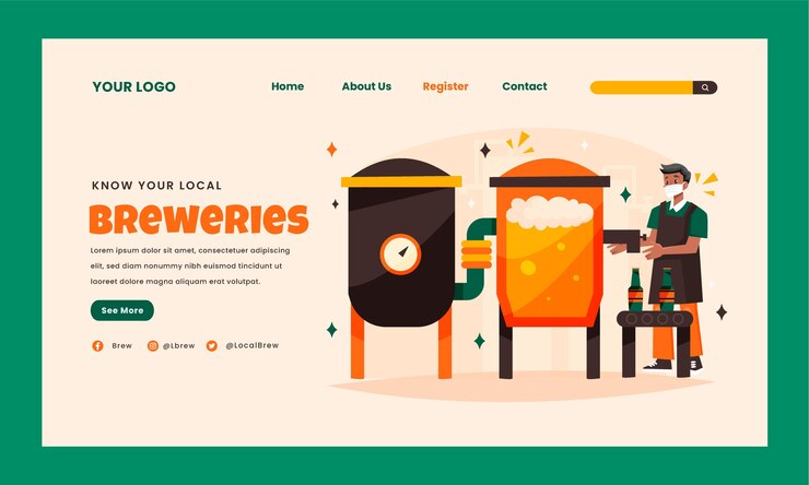 Free Vector flat design brewery landing page