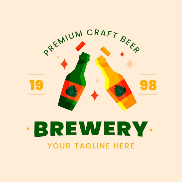 Free vector flat design brewery logo design