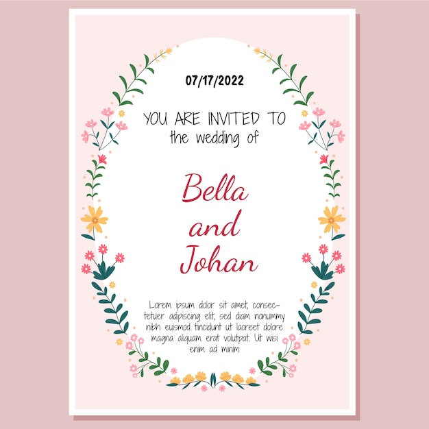 Flat design bridal shower invitation