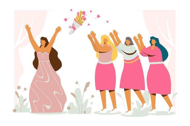 Free vector flat design bridesmaids illustrated