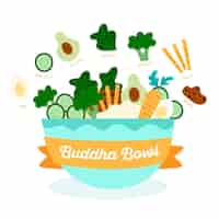 Free vector flat design buddha bowl recipe illustration