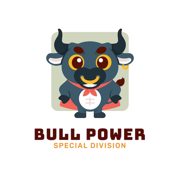 Free vector flat design bull logo template