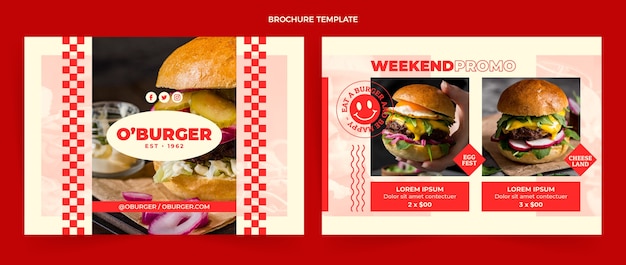 Vettore gratuito modello di brochure per hamburger design piatto