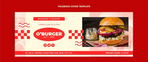 Vettore gratuito copertina facebook hamburger design piatto