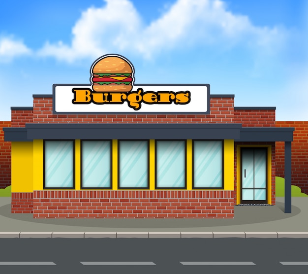 Flat design burger store front