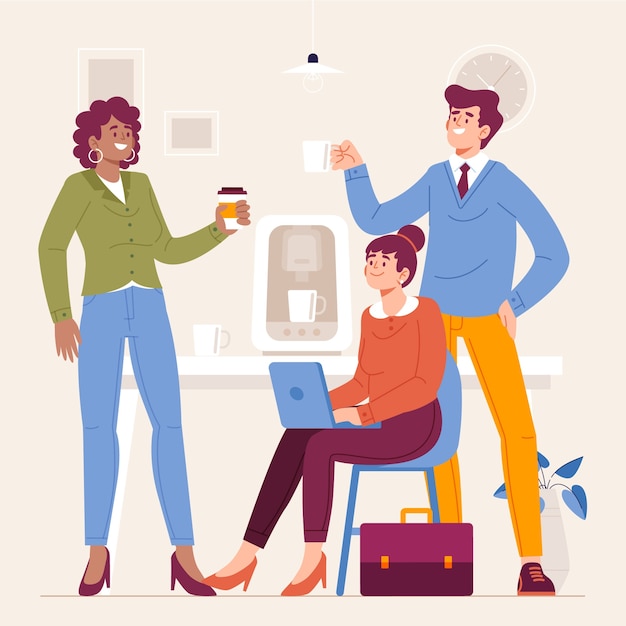 Flat design business coffee illustration