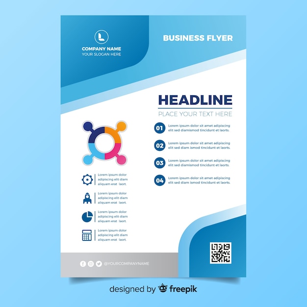 Flat design business flyer template