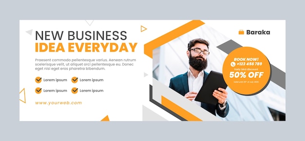 Flat design business idea facebook cover