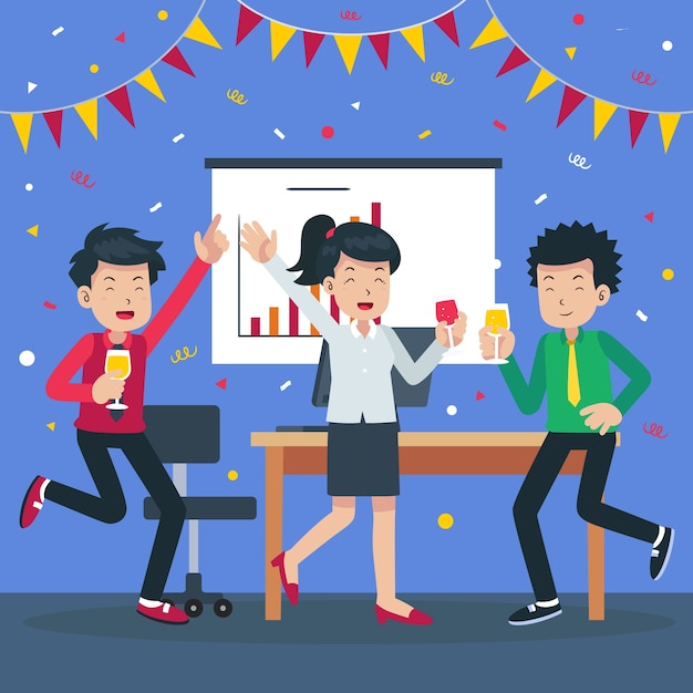 Free vector flat design business party illustration