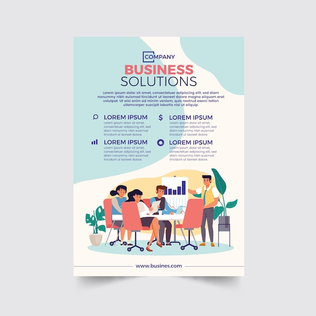 Free vector flat design business people flyer template