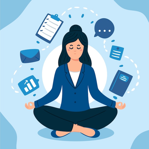 Flat design business person meditating