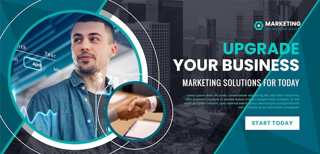 Flat design business photography horizontal banner