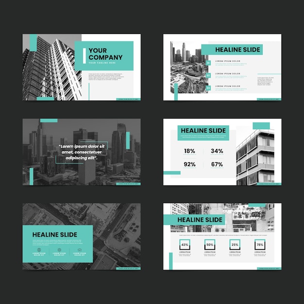 Free vector flat design business presentation templates