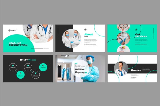 Flat design business presentation templates