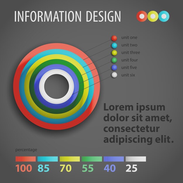 Free vector flat design business round diagram template infographics with text field