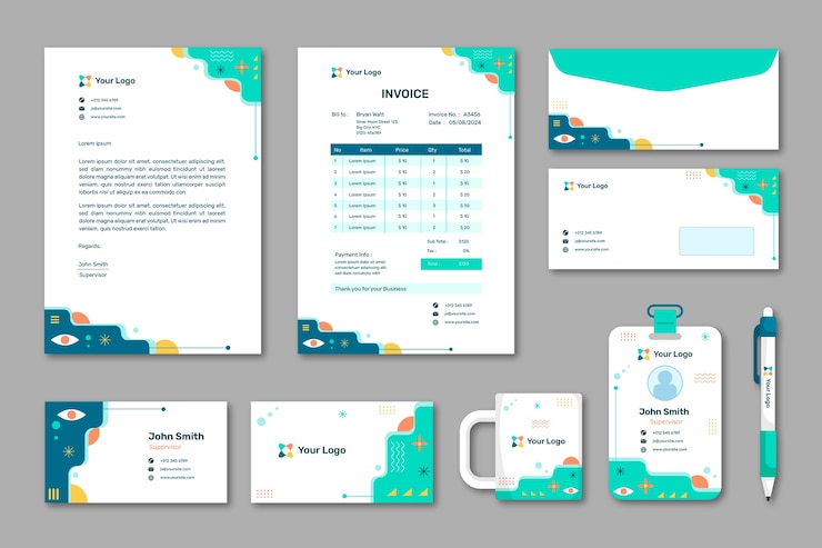 무료 Vector 평평한 디자인 비즈니스 서류 템플릿