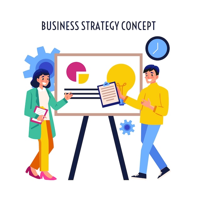 Бесплатное векторное изображение Плоский дизайн бизнес-стратегии проиллюстрирован