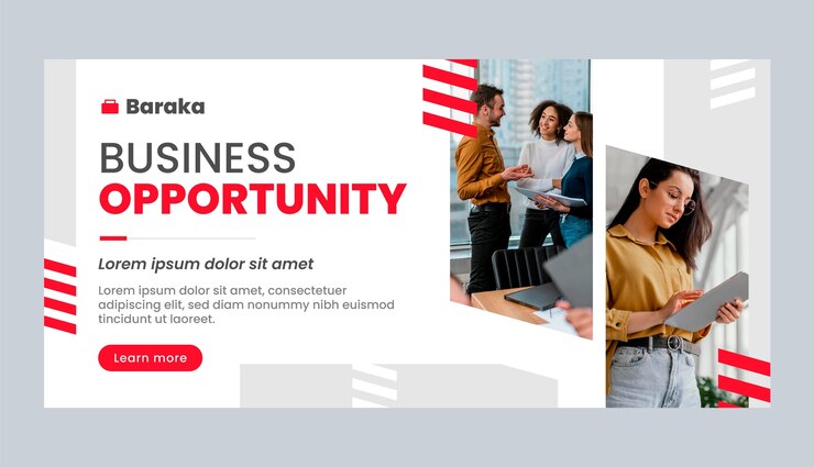 Free Vector flat design business success horizontal banner
