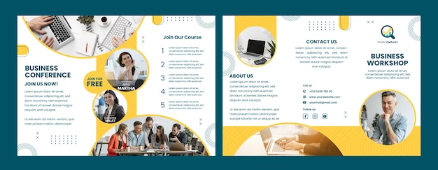 Flat design business workshop brochure template